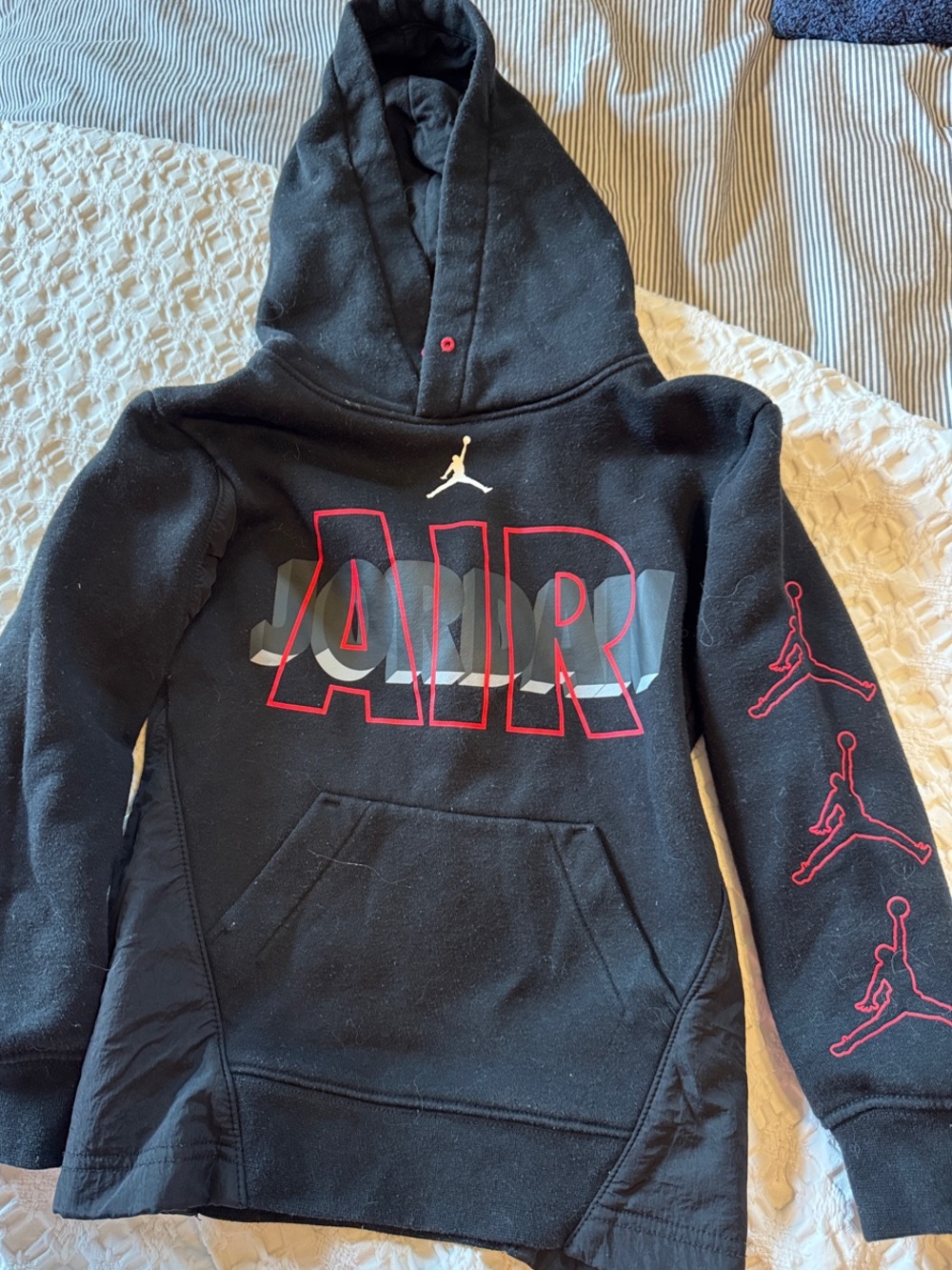 Jordan Black Hoodie with Red and White Accents SIZE 4-5